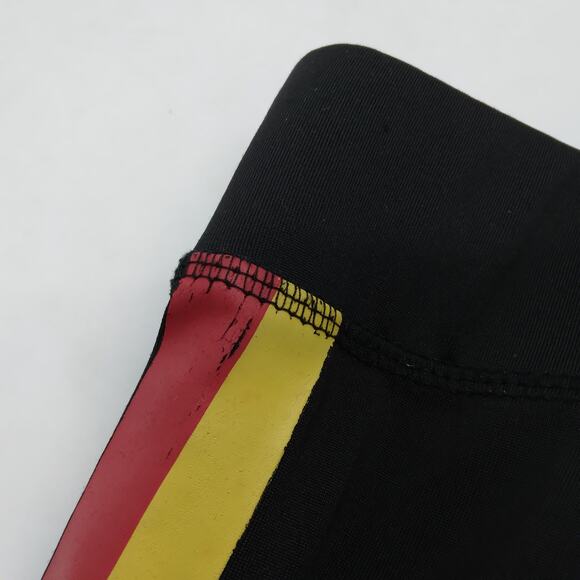 Joggers Cropped Pants Size Large Black with Yellow and Red Side Stripes - Picture 13 of 13